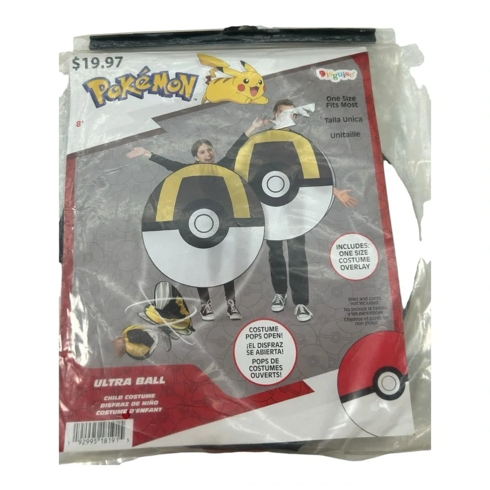 Pokemon Ultra Ball Kid’s  one Costume with Black, White, and Yellow New